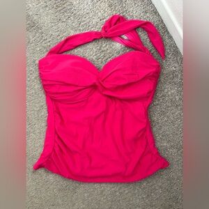 Miraclesuit Caitlin Hot Pink Bandeau Halter One Piece Beach Swimsuit Size 14
